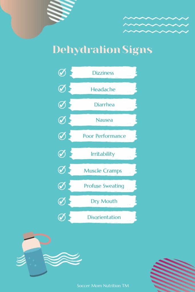 infographic with the signs of dehydration that results from poor athlete hydration