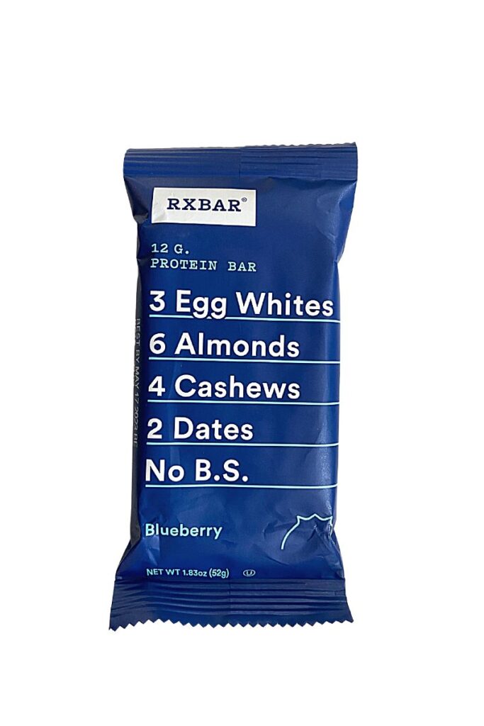 RX blueberry bar for gluten free protein bar option